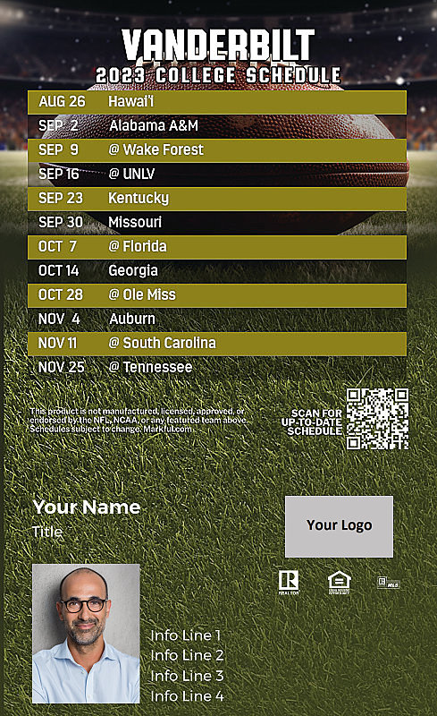 Picture of Vanderbilt U Custom Full Football Magnets 2024