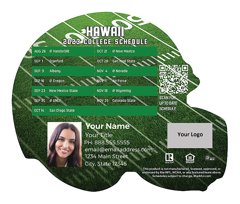 Picture of 2023 Personalized Helmet-Shaped Football Magnet - U of Hawaii