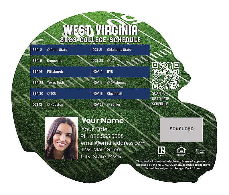Picture of West Virginia U Personalized Helmet-Shaped Football Magnet 2024