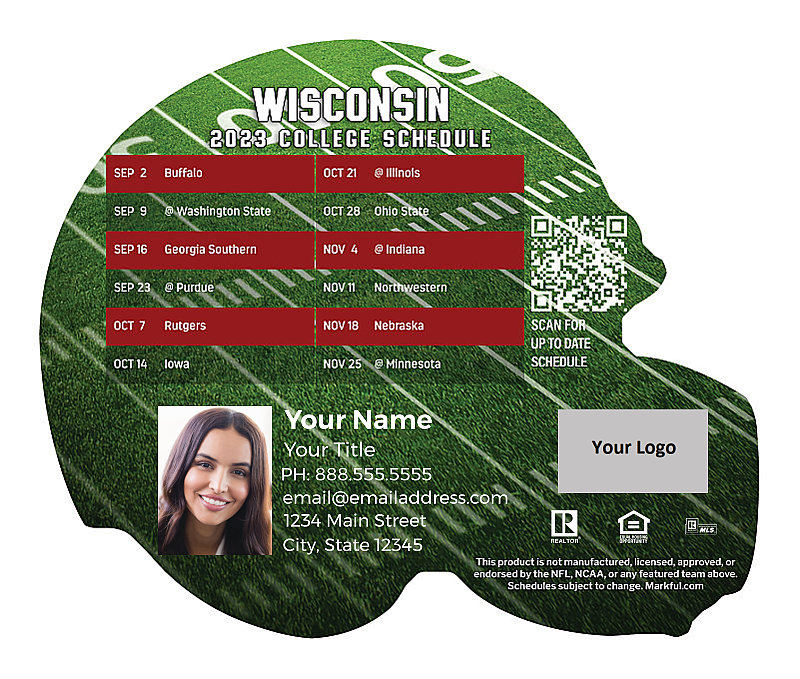 Picture of 2023 Personalized Helmet-Shaped Football Magnet - U of Wisconsin