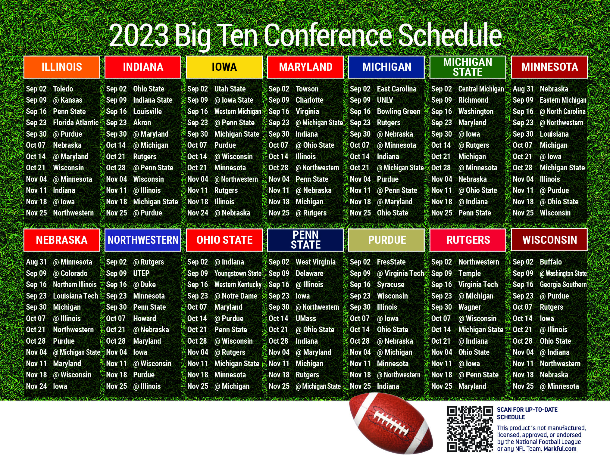 Picture of 2023 Personalized Jumbo Football Magnet - Big Ten Conference (Big Ten)