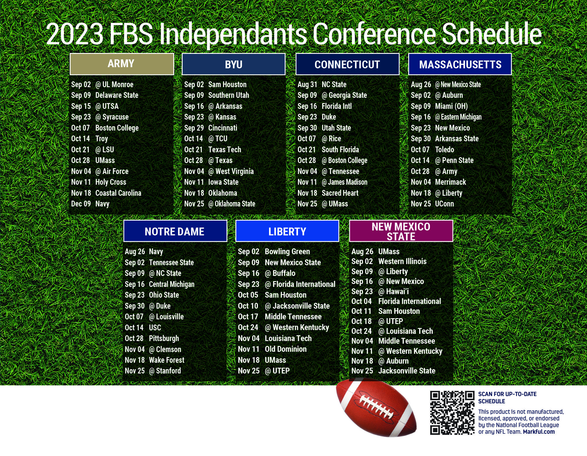 Picture of 2023 Personalized Jumbo Football Magnet - FBS Independents (Ind.)