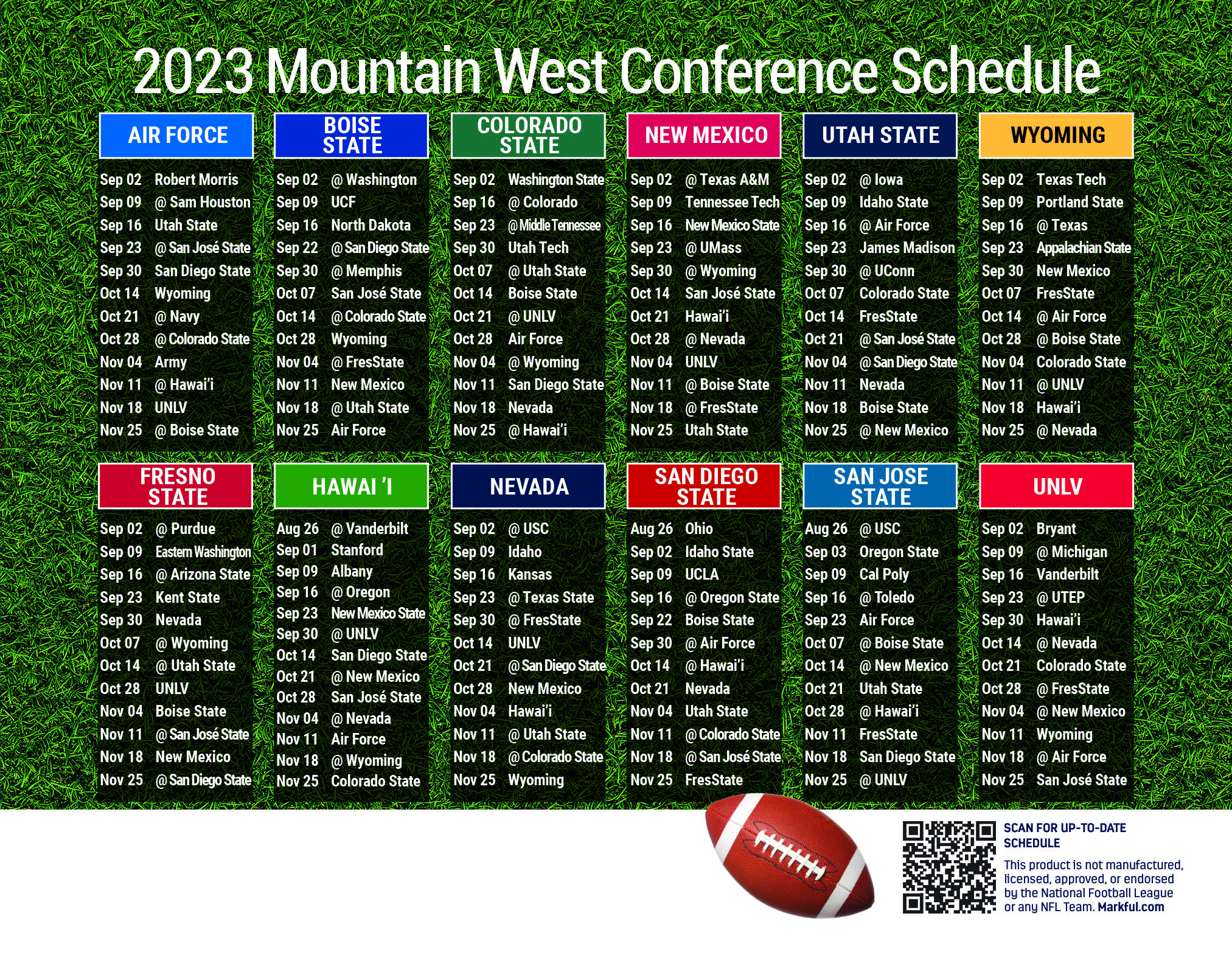 Picture of 2023 Personalized Jumbo Football Magnet - Mountain West Conference (MW)