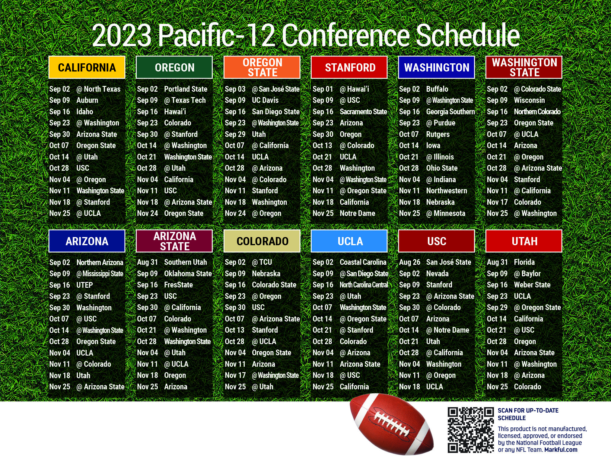 Picture of 2023 Personalized Jumbo Football Magnet - Pacific-12 Conference (Pac-12)