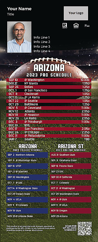 Picture of Personalized PostCard Mailer Football Magnet - Cardinals/U of Arizona/Arizona St