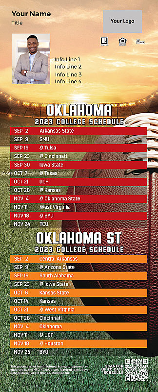 Picture of U of Oklahoma/Oklahoma St Personalized PostCard Mailer Football Magnet 2024