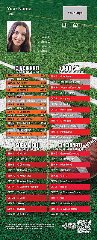 Picture of Personalized PostCard Mailer Football Magnet - Bengals/Ohio St/Miami U/U of Cincinnati