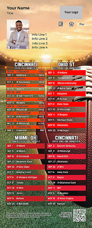 Picture of Bengals/Ohio St/Miami U/U of Cincinnati Personalized PostCard Mailer Football Magnet 2024