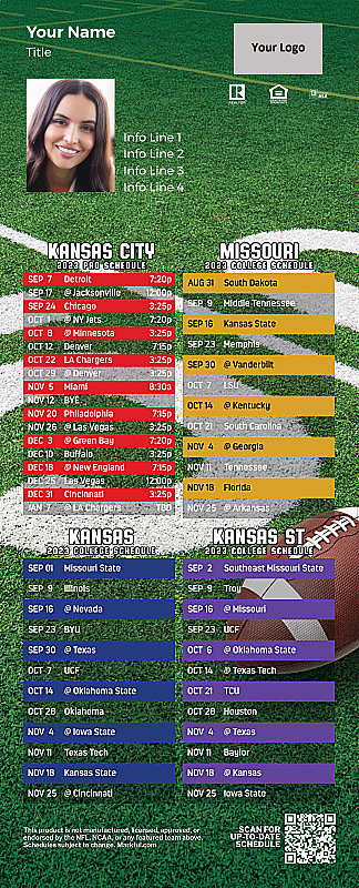 Picture of Chiefs/U of Missouri/U of Kansas/Kansas St Personalized PostCard Mailer Football Magnet 2024
