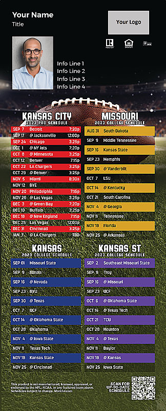Picture of Personalized PostCard Mailer Football Magnet - Chiefs/U of Missouri/U of Kansas/Kansas St