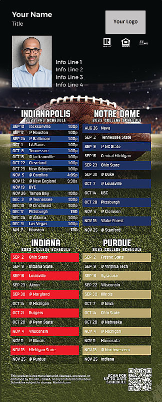 Picture of Colts/Notre Dame/Indiana U/Purdue Personalized PostCard Mailer Football Magnet 2024