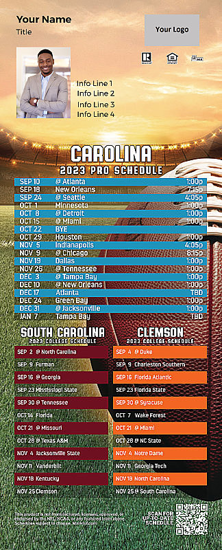 Picture of Panthers/U of South Carolina/Clemson U Personalized PostCard Mailer Football Magnet 2024