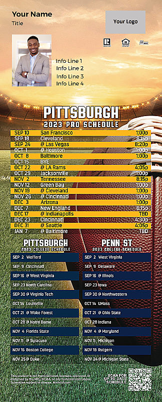 Picture of Personalized PostCard Mailer Football Magnet - Steelers/U of Pittsburgh/Penn St