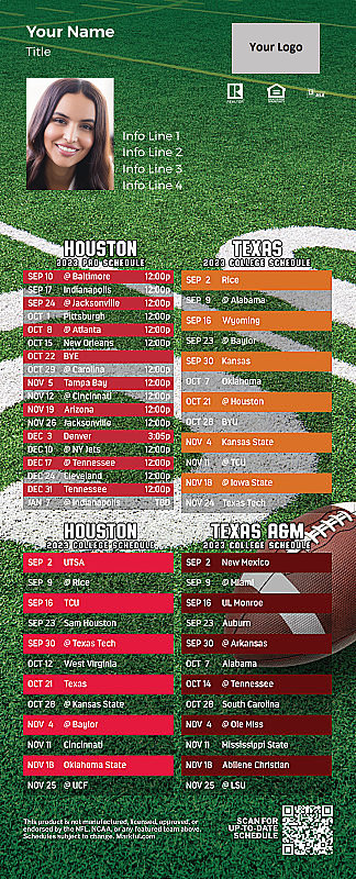 Picture of Personalized PostCard Mailer Football Magnet - Texans/U of Texas/U of Houston/Texas A&M