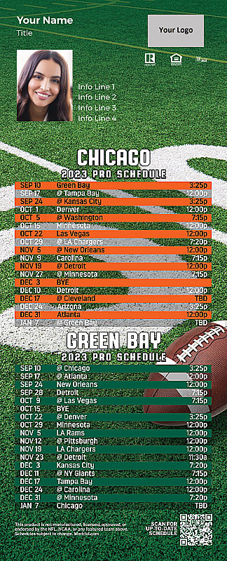 Picture of Bears/Packers Personalized QuickCard Football Magnet 2024