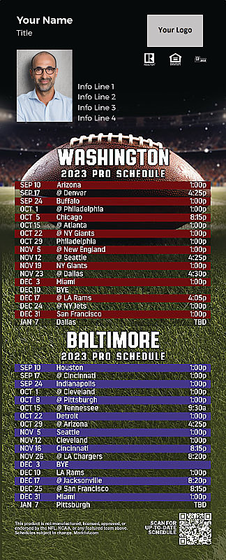 Picture of 2023 Personalized QuickCard Football Magnet - Commanders/Ravens