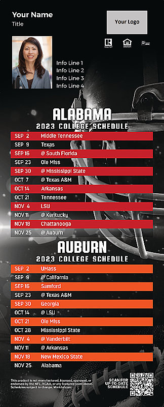 Picture of U of Alabama/Auburn U Personalized QuickCard Football Magnet 2024