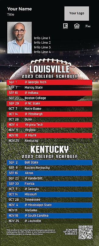 Picture of 2023 Personalized QuickCard Football Magnet - U of Louisville/U of Kentucky