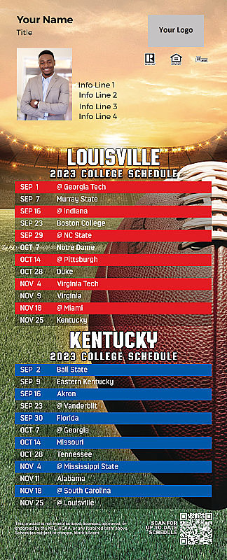 Picture of 2023 Personalized QuickCard Football Magnet - U of Louisville/U of Kentucky