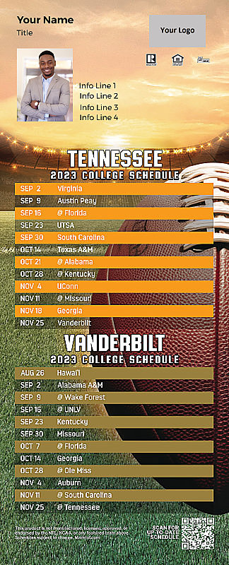 Picture of 2023 Personalized QuickCard Football Magnet - U of Tennessee/Vanderbilt U