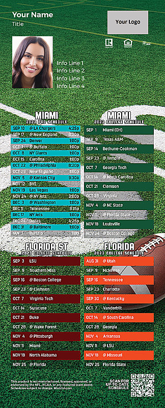 Picture of 2023 Personalized QuickCard Football Magnet - Dolphins/U of Miami/Florida St/U of Florida