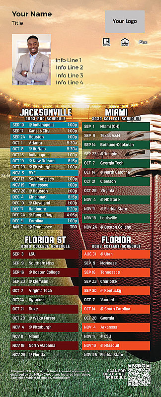 Picture of Jaguars/U of Miami/Florida St/U of Florida Personalized QuickCard Football Magnet 2024