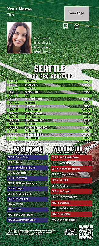 Picture of Seahawks/U of Washington/Washington St Personalized QuickCard Football Magnet 2024