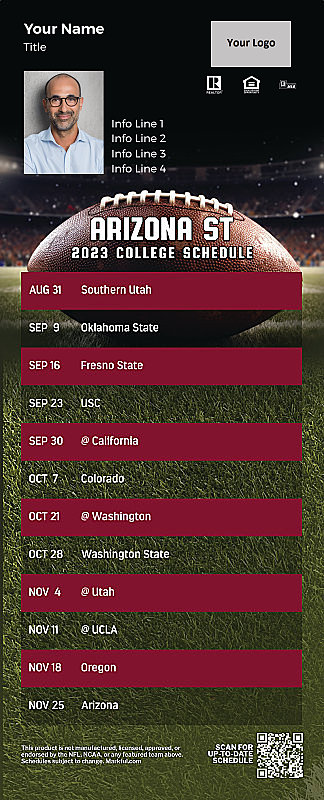 Picture of Arizona St Personalized QuickCard Football Magnet 2024