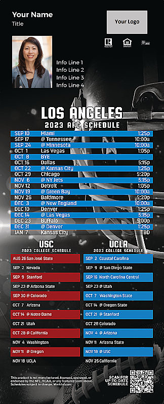 Picture of Chargers/USC/UCLA Personalized QuickCard Football Magnet 2024