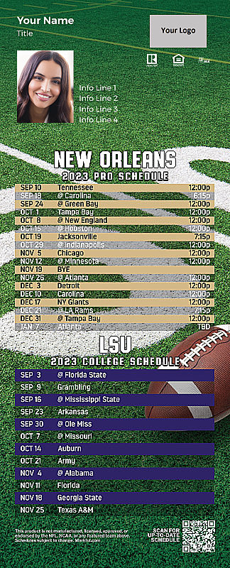 Picture of Saints/LSU Personalized QuickCard Football Magnet 2024