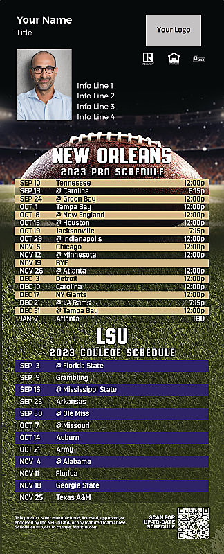 Picture of 2023 Personalized QuickCard Football Magnet - Saints/LSU