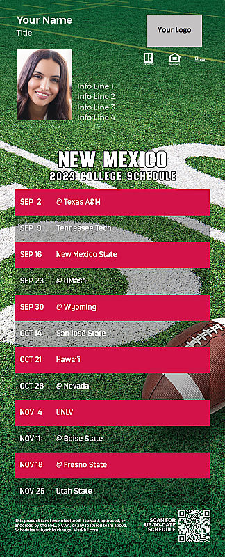 Picture of U of New Mexico Personalized QuickCard Football Magnet 2024