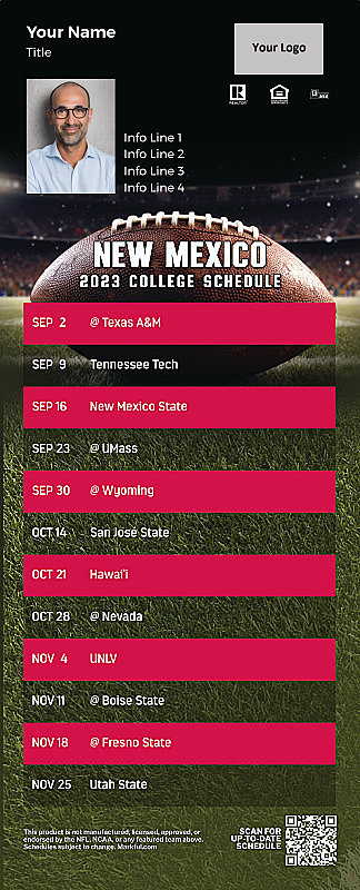 Picture of 2023 Personalized QuickCard Football Magnet - U of New Mexico