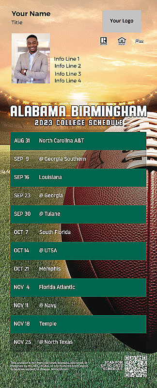 Picture of U of Alabama Birmingham Personalized QuickCard Football Magnet 2024