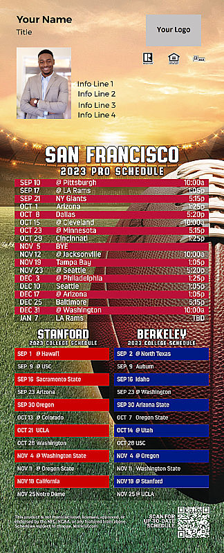 Picture of 2023 Personalized QuickMagnet Football Magnet - 49ers/Stanford/Berkeley
