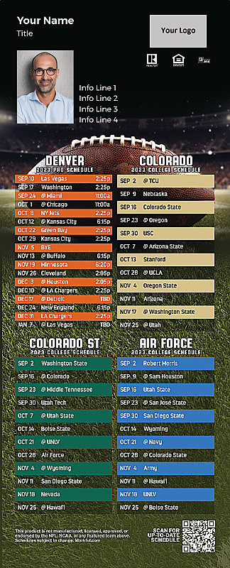 Picture of 2023 Personalized QuickMagnet Football Magnet - Broncos/U of Colorado/Colorado St/Air Force