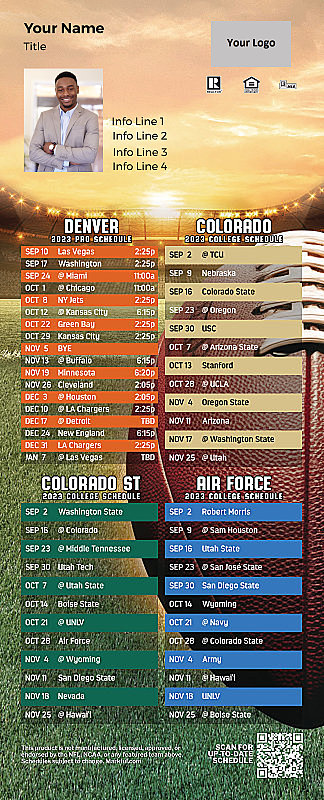 Picture of 2023 Personalized QuickMagnet Football Magnet - Broncos/U of Colorado/Colorado St/Air Force