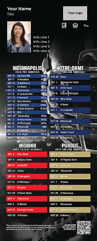 Picture of Colts/Notre Dame/Indiana U/Purdue Personalized QuickMagnet Football Magnet 2024