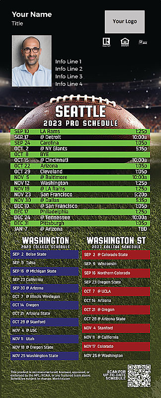 Picture of 2023 Personalized QuickMagnet Football Magnet - Seahawks/U of Washington/Washington St