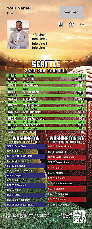 Picture of 2023 Personalized QuickMagnet Football Magnet - Seahawks/U of Washington/Washington St
