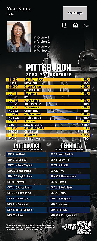 Picture of 2023 Personalized QuickMagnet Football Magnet - Steelers/U of Pittsburgh/Penn St