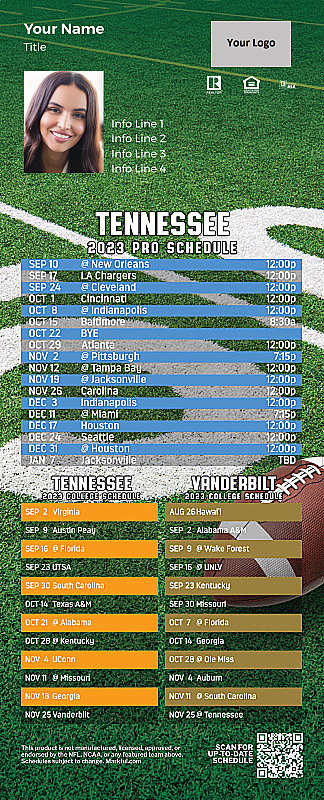 Picture of Titans/U of Tennessee/Vanderbilt U Personalized QuickMagnet Football Magnet 2024