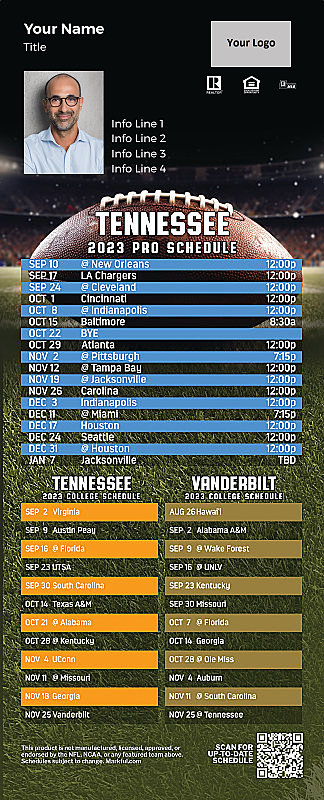 Picture of 2023 Personalized QuickMagnet Football Magnet - Titans/U of Tennessee/Vanderbilt U