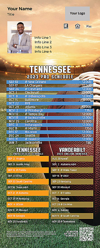 Picture of 2023 Personalized QuickMagnet Football Magnet - Titans/U of Tennessee/Vanderbilt U