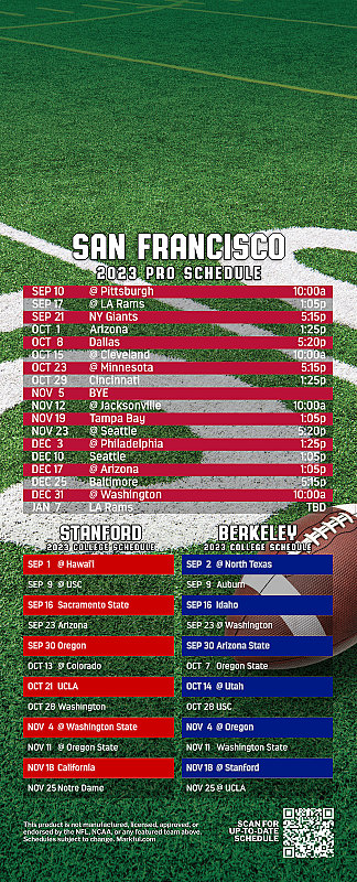 Picture of 2023 Peel & Stick QuickStix Football Magnet - 49ers/Stanford/Berkeley