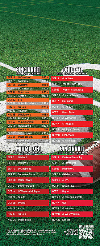 Picture of 2023 Peel & Stick QuickStix Football Magnet - Bengals/Ohio St/Miami U/U of Cincinnati