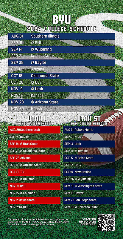 Picture of BYU/U of Utah/Utah St Peel & Stick QuickStix Football Magnet 2024