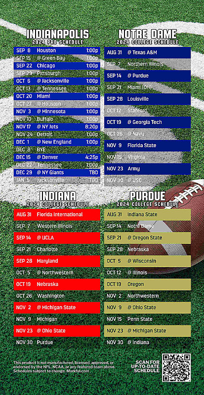 Picture of Colts/Notre Dame/Indiana U/Purdue Peel & Stick QuickStix Football Magnet 2024