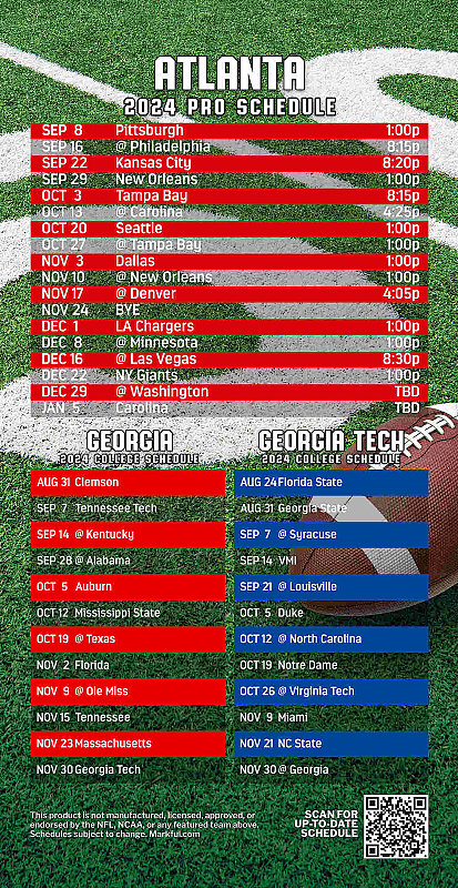 Picture of Falcons/U of Georgia/Georgia Tech Peel & Stick QuickStix Football Magnet 2024