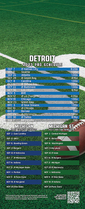 Picture of 2023 Peel & Stick QuickStix Football Magnet - Lions/U of Michigan/Michigan St